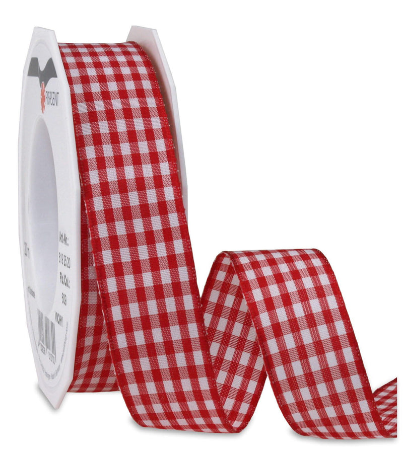 PRÄSENT Geschenkbänder 25 mm x 20 m rot/weiß