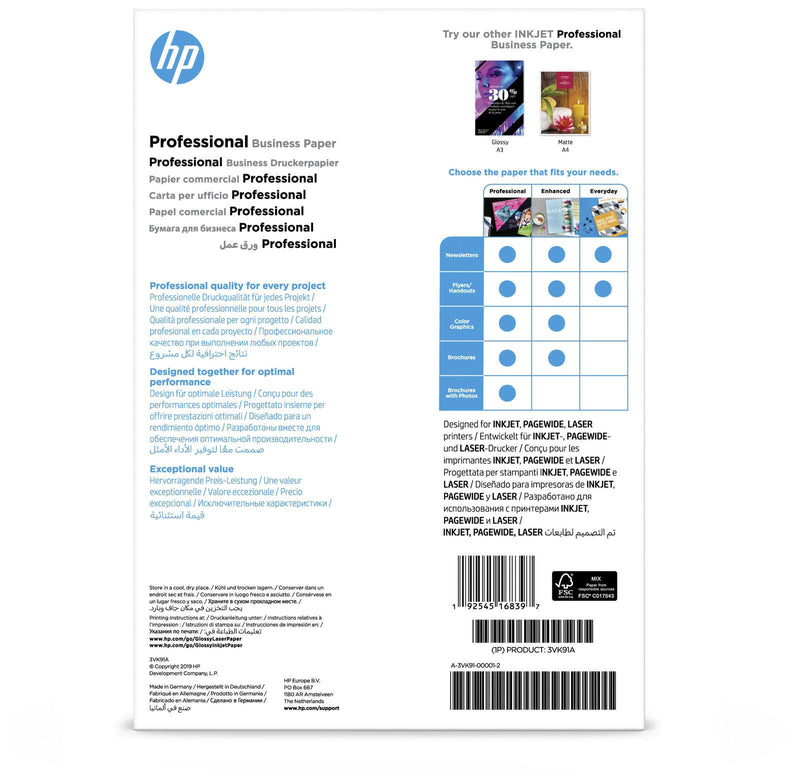 HP Fotopapier Professional Business 3VK91A DIN A4 glänzend 180 g/m²
