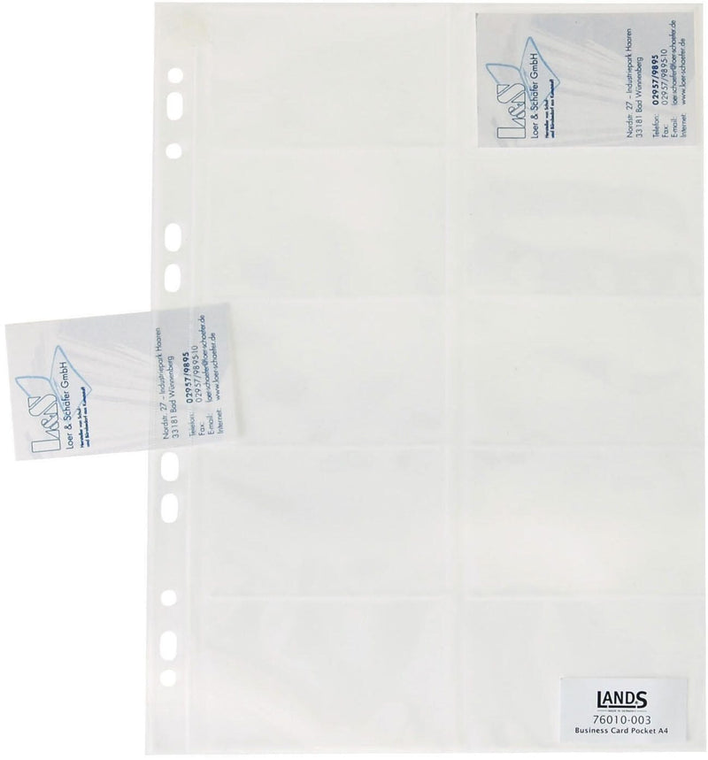 Lands Visitenkartenhüllen DIN A4 0.08 mm glasklar