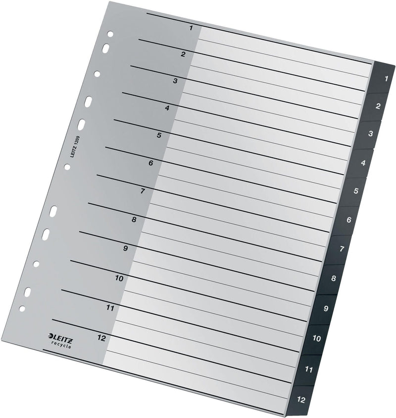 LEITZ Ordnerregister Vollformat, Überbreite 1-12 DIN A4