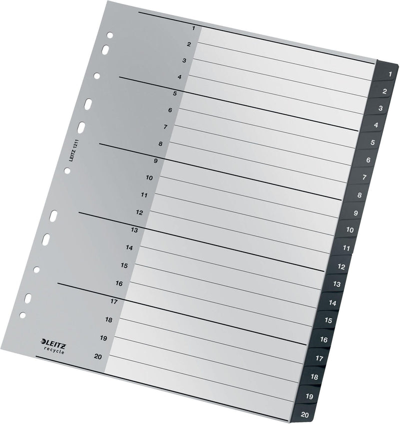 LEITZ Ordnerregister Vollformat, Überbreite 1-20 DIN A4