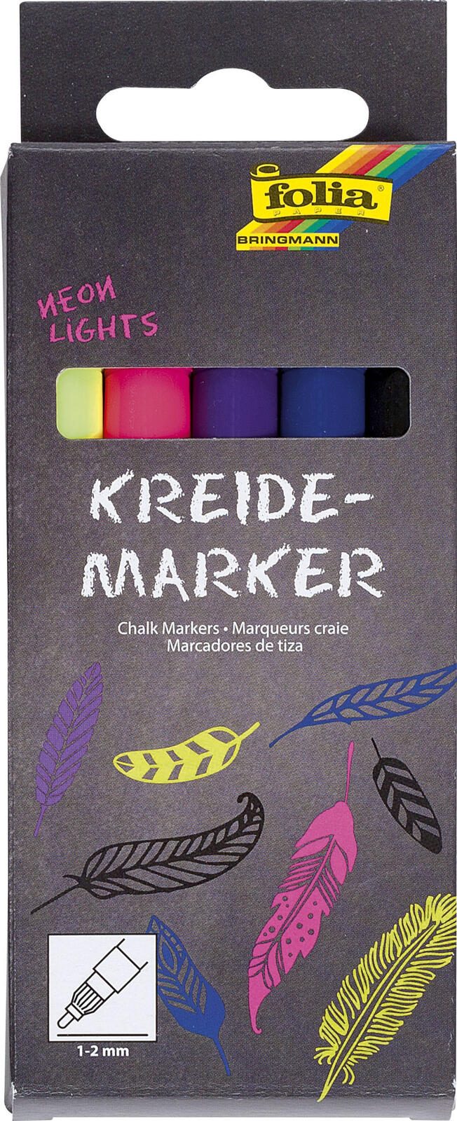 folia Neon Lights Kreidemarker 1.0 - 2.0 mm Mehrfarbig