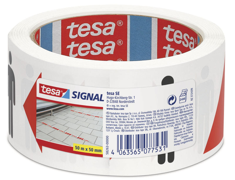 tesa Warnklebeband 50 mm x 50 m rot/weiß/schwarz