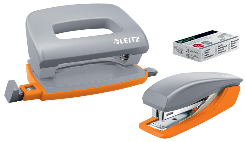 LEITZ Locher und Heftgeräte Set grau/orange