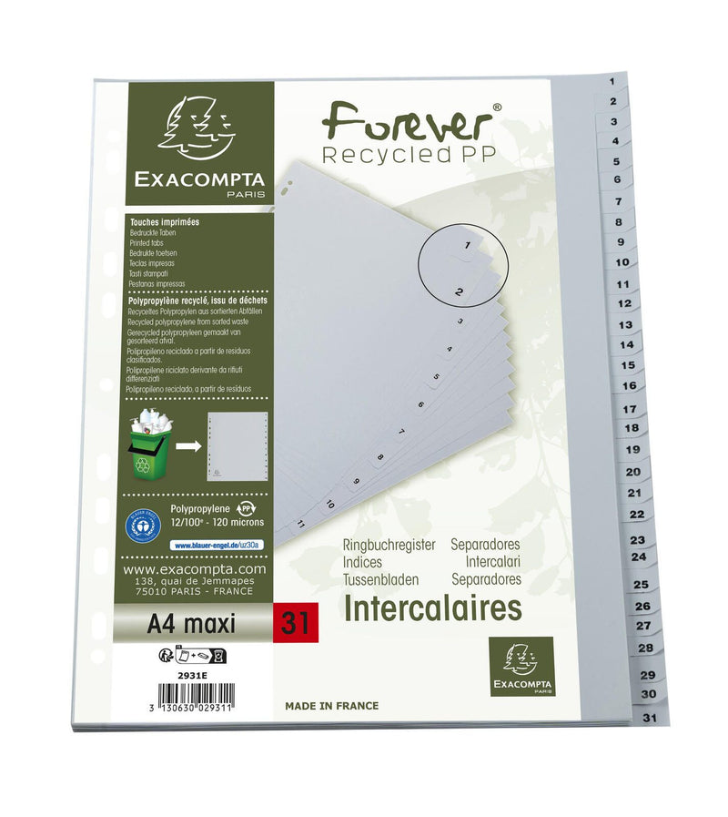 Exacompta Ordnerregister Vollformat, Überbreite 1-31 DIN A4