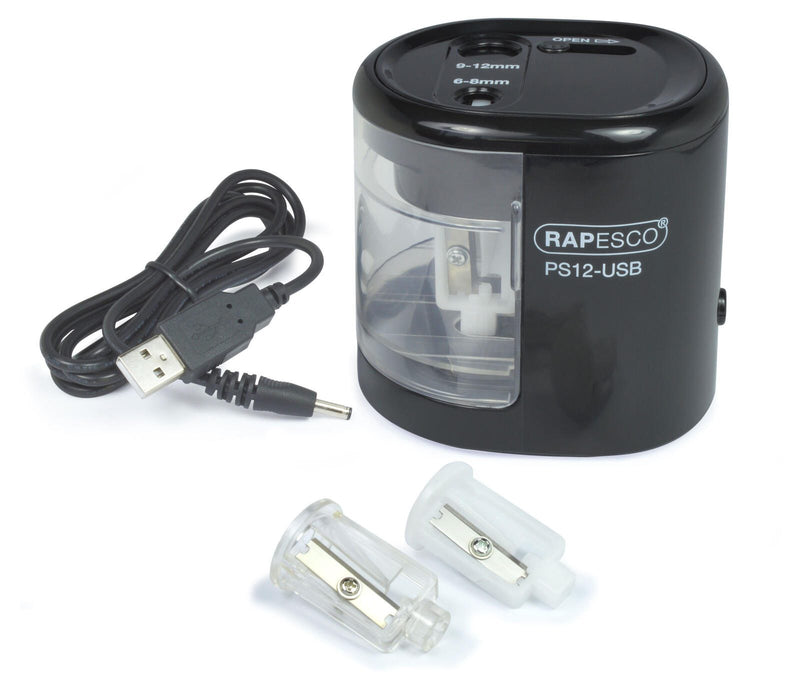 RAPESCO® elektrischer Anspitzer schwarz/transparent