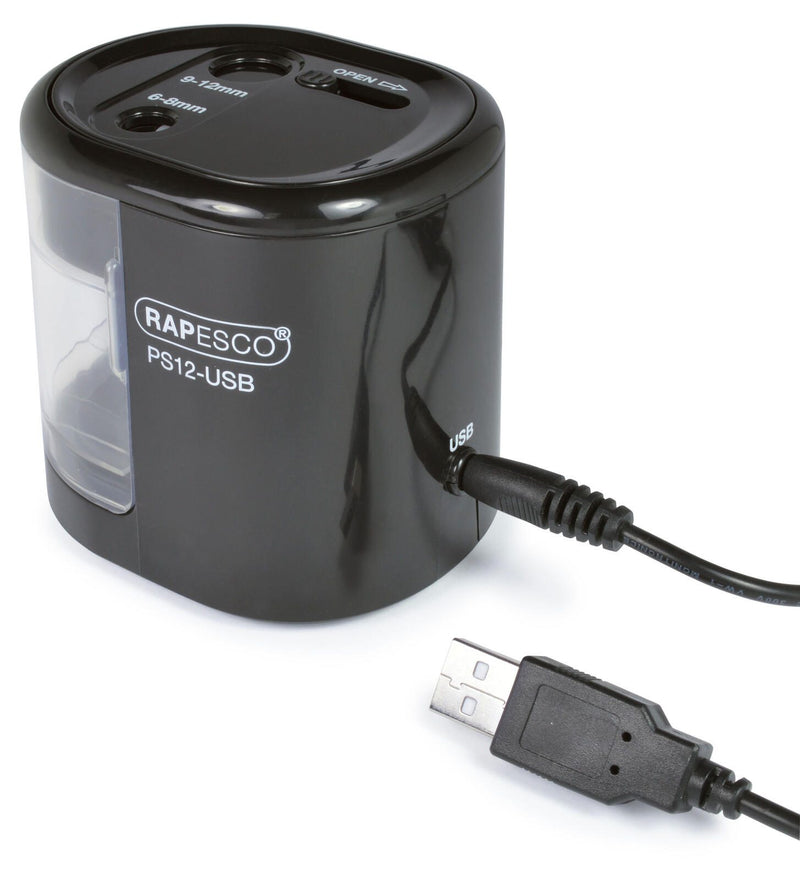 RAPESCO® elektrischer Anspitzer schwarz/transparent