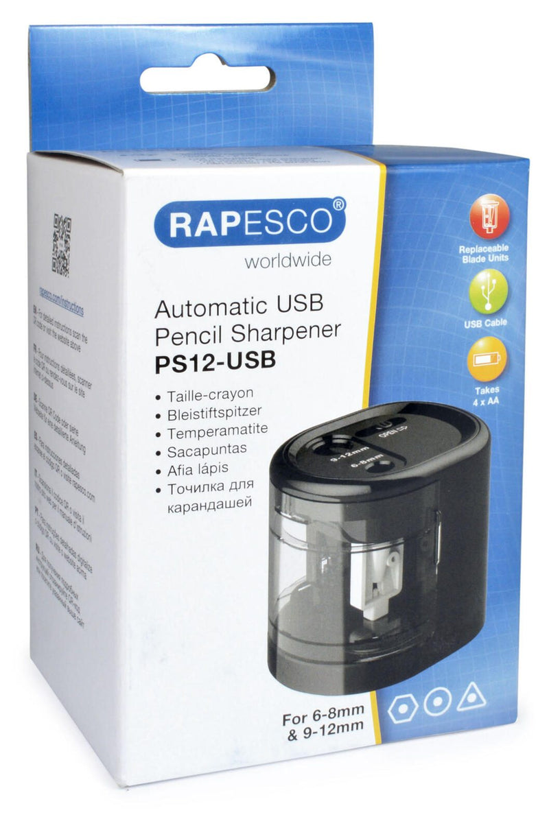 RAPESCO® elektrischer Anspitzer schwarz/transparent