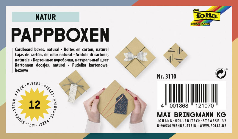 folia Geschenkboxen-Set 14,5 x 14,0 x 7,4 cm braun