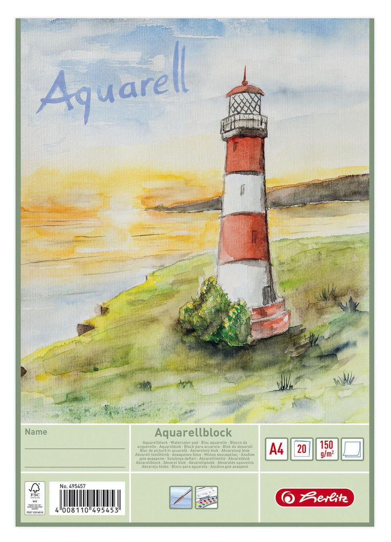 herlitz Aquarellblock DIN A4 20 Blatt