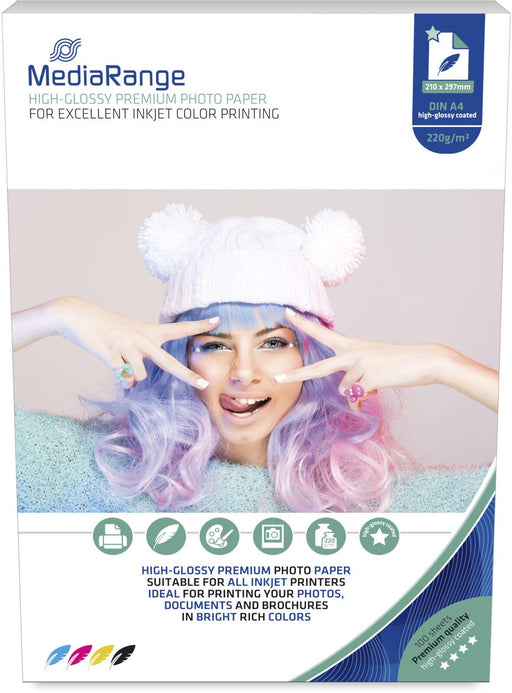 MediaRange Fotopapier Inkjet DIN A4 hochglänzend 220 g/m²