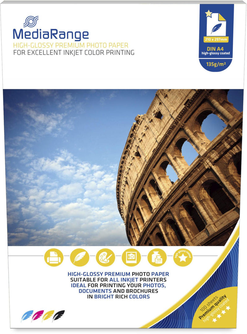 MediaRange Fotopapier Inkjet DIN A4 hochglänzend 135 g/m²