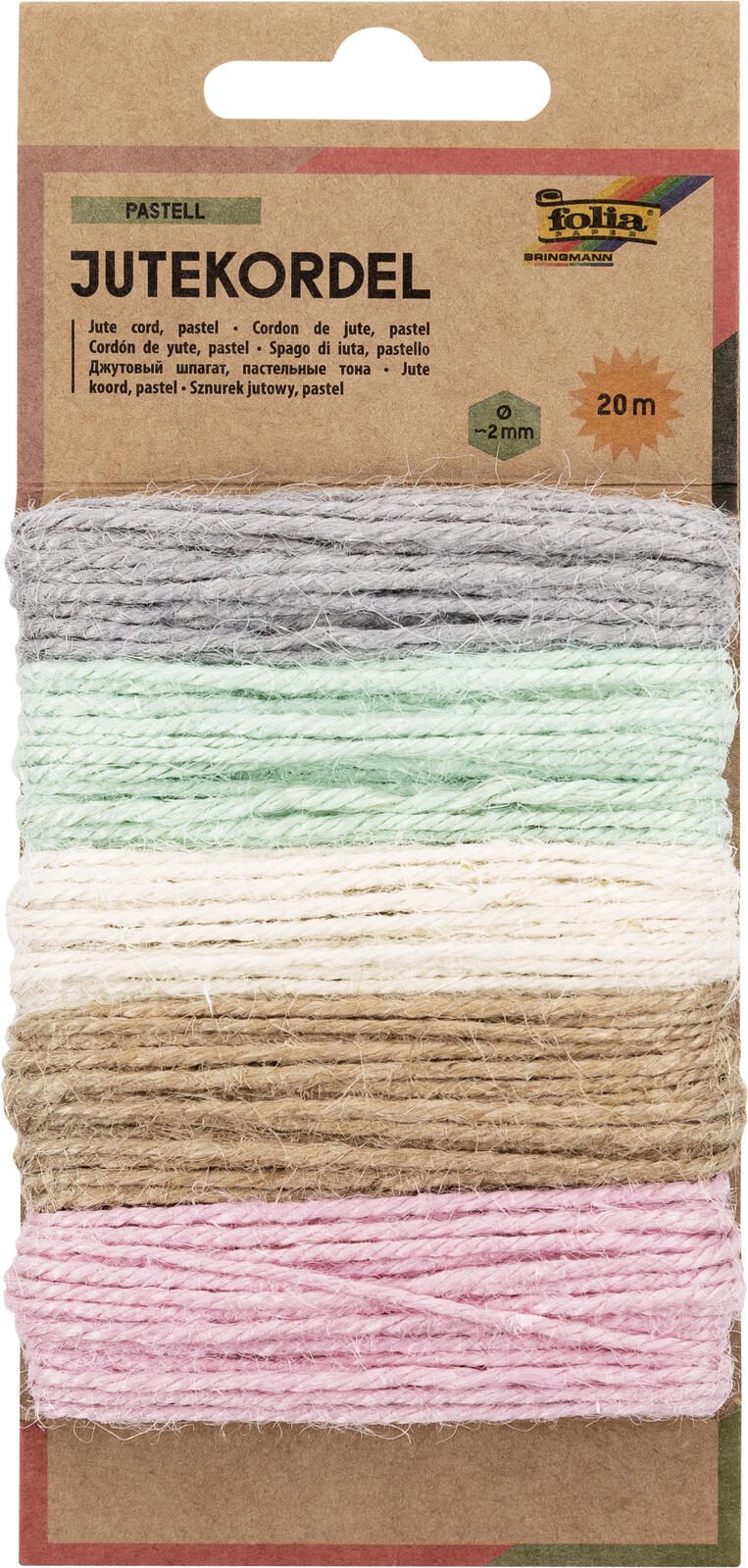 folia Kordeln grau, hellgrün, creme, beige, rosa
