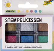folia Stempelkissen 6x 2,4 x 2,4 cm gold, silber, kupfer, rot, blau, grün