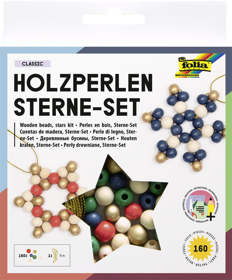 folia Perlen-Set natur, rot, blau
