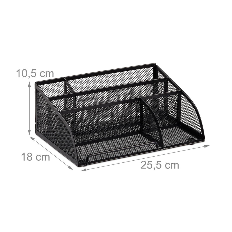 relaxdays Schreibtisch-Organizer 25,5 x 18,0 x 10,5 cm schwarz