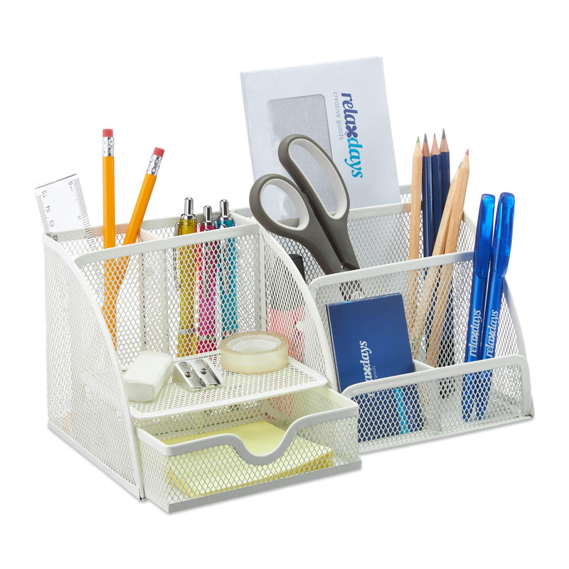 relaxdays Schreibtisch-Organizer 28,0 x 14,0 x 13,0 cm weiß