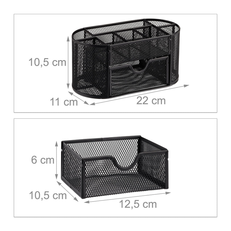 relaxdays Schreibtisch-Organizer 22,0 x 11,0 x 10,5 cm schwarz