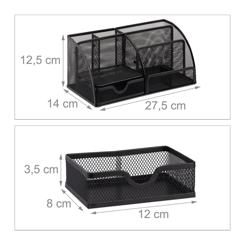 relaxdays Schreibtisch-Organizer 27,5 x 14,0 x 12,5 cm schwarz