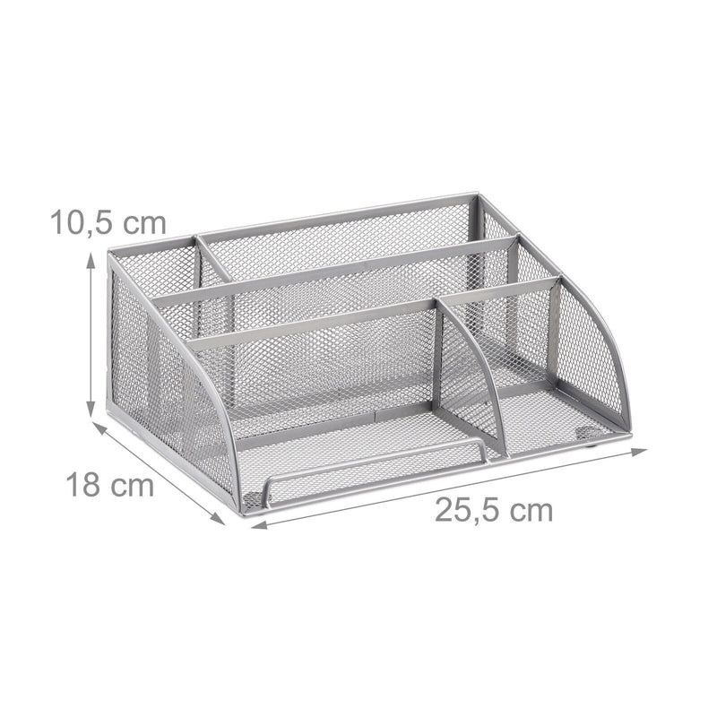 relaxdays Schreibtisch-Organizer 25,5 x 18,0 x 10,5 cm silber