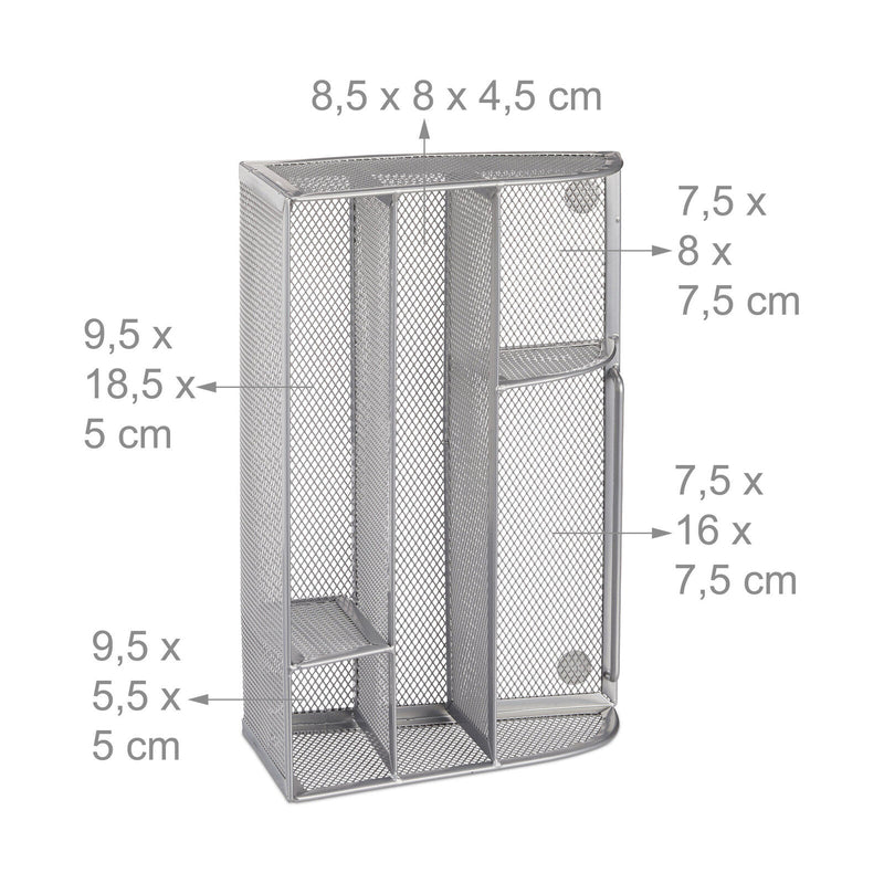 relaxdays Schreibtisch-Organizer 25,5 x 18,0 x 10,5 cm silber