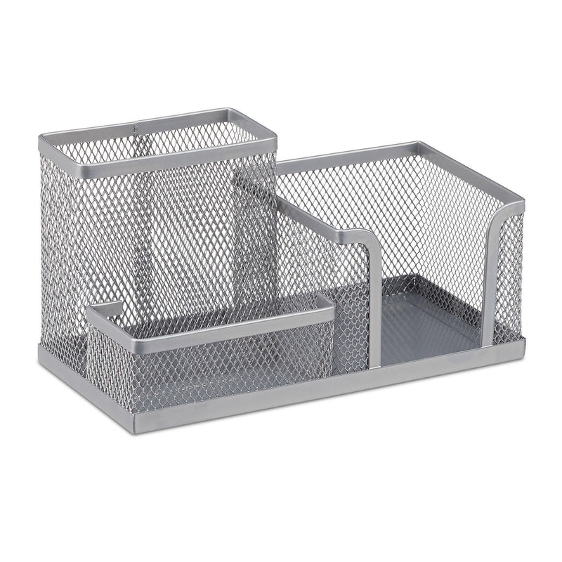 relaxdays Schreibtisch-Organizer 18,5 x 9,5 x 10,0 cm silber