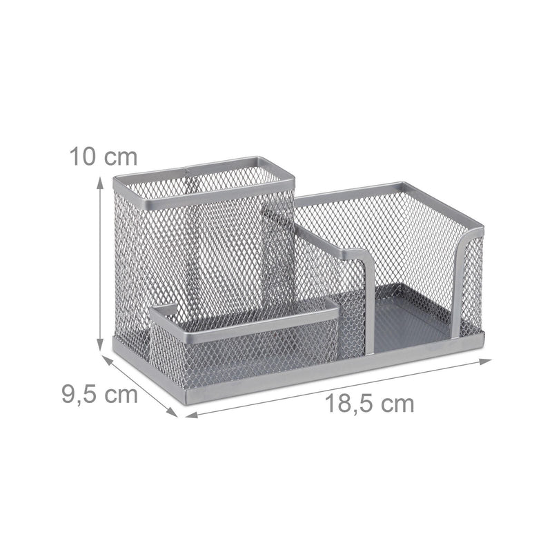 relaxdays Schreibtisch-Organizer 18,5 x 9,5 x 10,0 cm silber