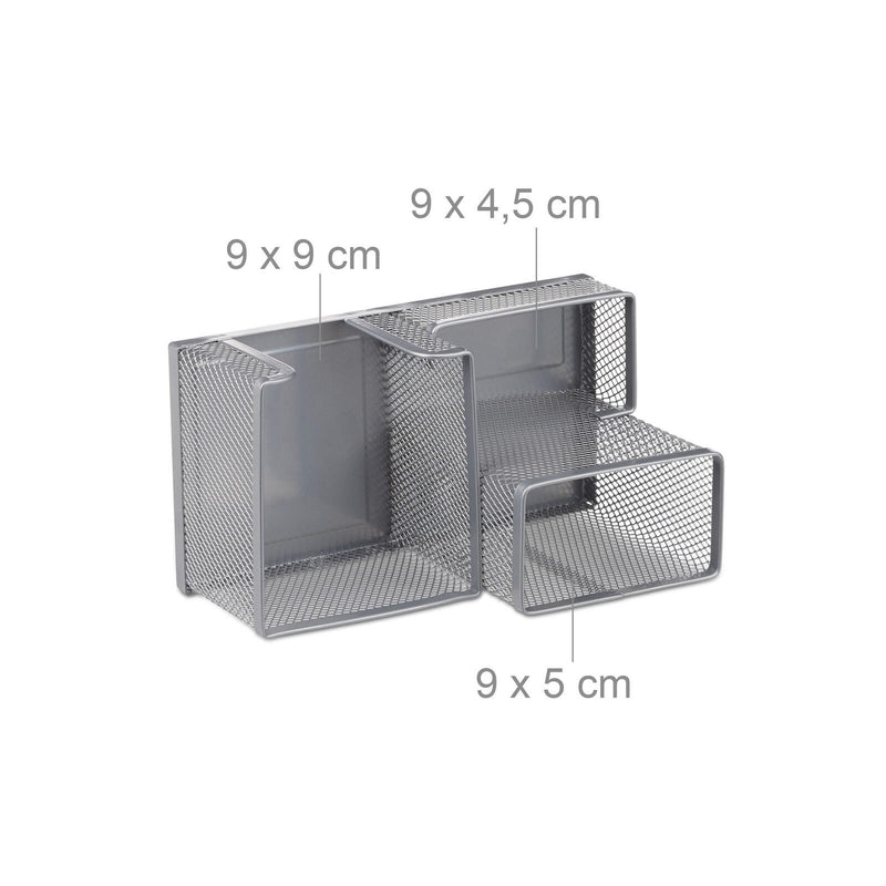relaxdays Schreibtisch-Organizer 18,5 x 9,5 x 10,0 cm silber