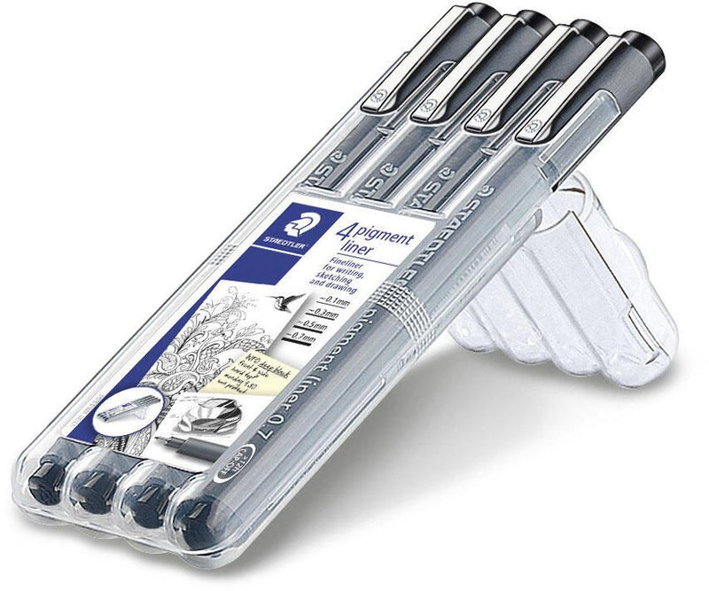 STAEDTLER Pigment Liner 308 Fineliner 0.1 + 0.3 + 0.5 + 0.7 mm Schwarz