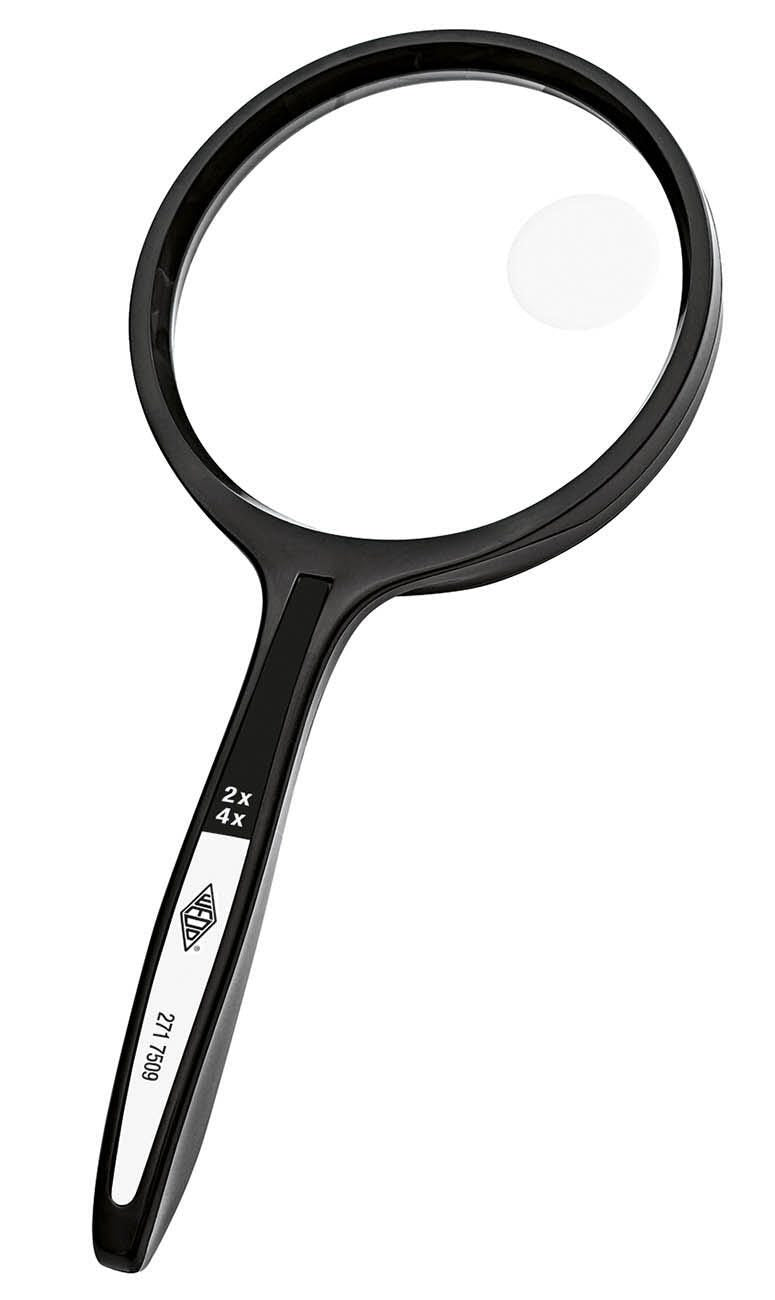 WEDO Lupe schwarz 2-fach und 4-fach, Ø 7,4 cm