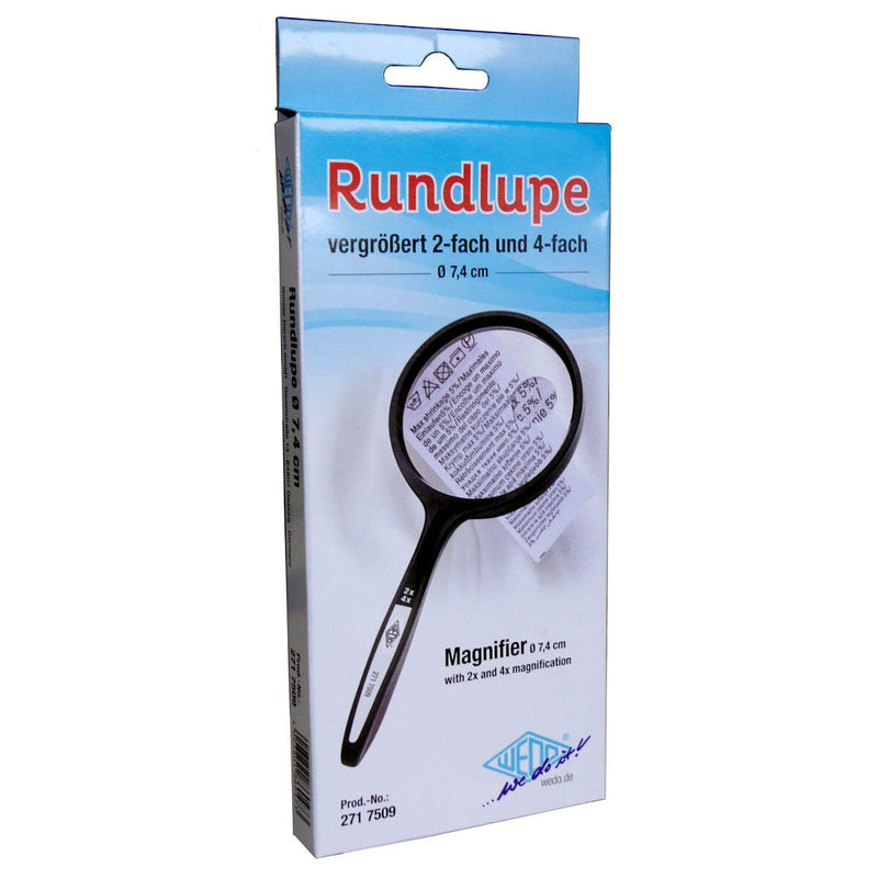 WEDO Lupe schwarz 2-fach und 4-fach, Ø 7,4 cm