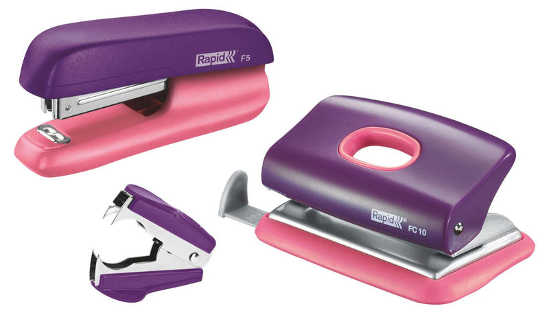 Rapid Locher und Heftgeräte Set lila/rosa