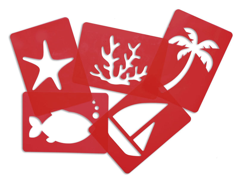 EBERHARD FABER Bad-Buntstifte 10 Stifte und 5 Motiv-Schablonen (Fisch, Seestern, Palme, Segelboot, Koralle)