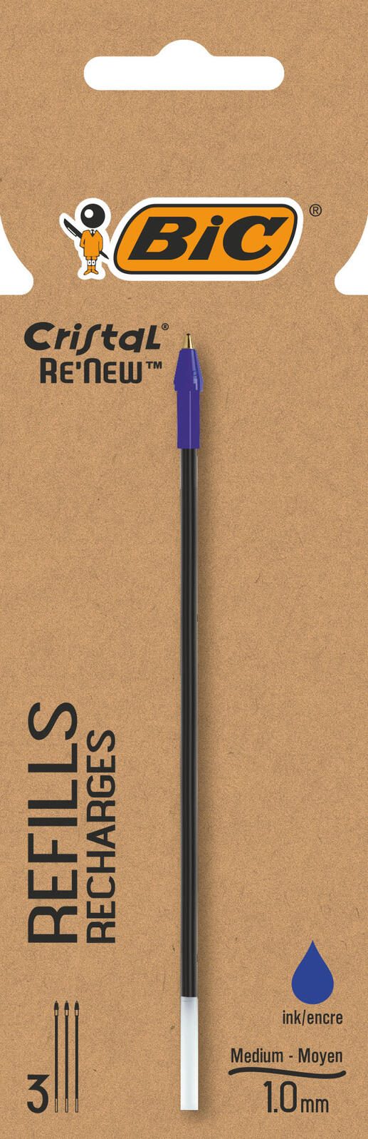 BIC® Kugelschreiberminen Cristal Re'New 0.4 mm Blau