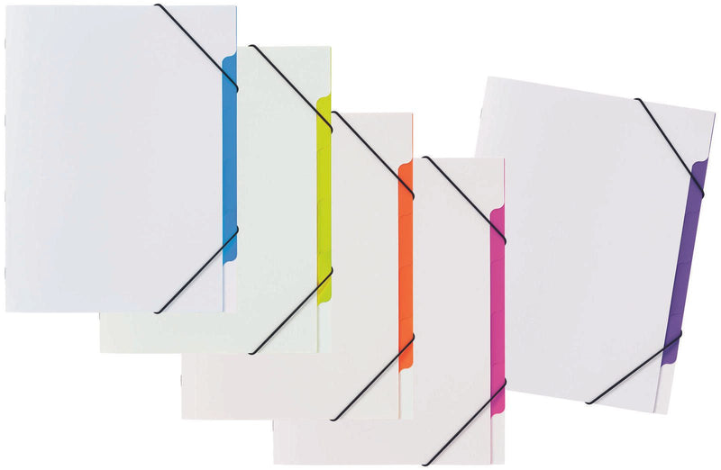 PAGNA Ordnungsmappen DIN A4 5-Fach 1x weiß-hellblau, hellgrün, orange, pink, lila
