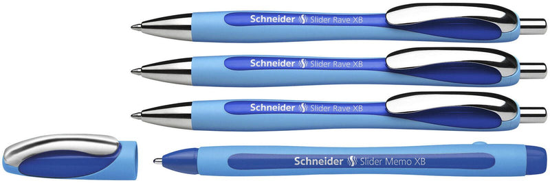 Schneider Kugelschreiber Slider Rave XB blau, 3 St. + GRATIS Schneider Kugelschreiber Slider Memo XB