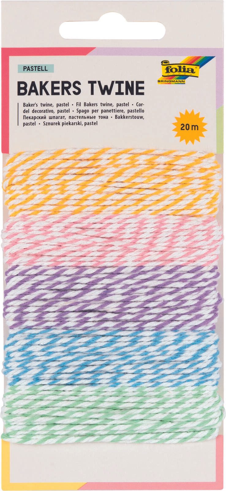 folia Kordeln Pastell weiß -orange, -rot, -blau, -braun, -schwarz