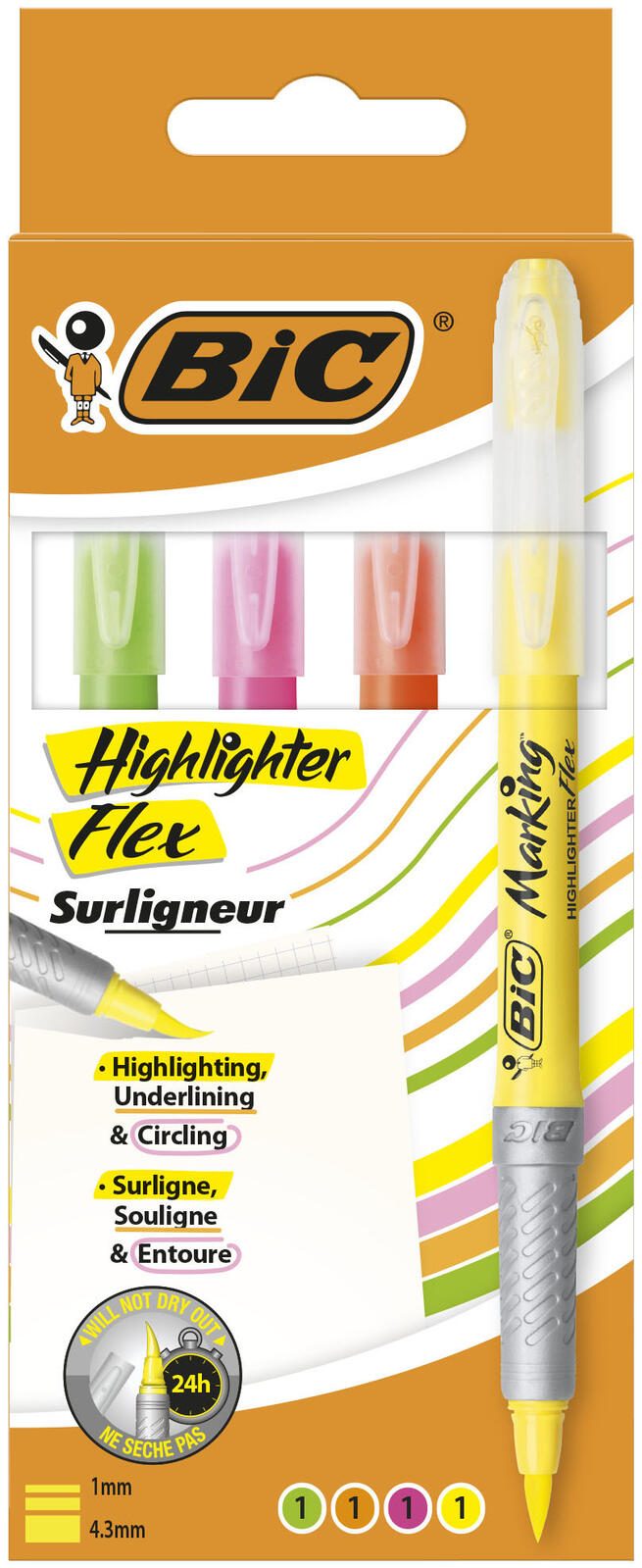 BIC® Highlighter Flex Textmarker Mehrfarbig