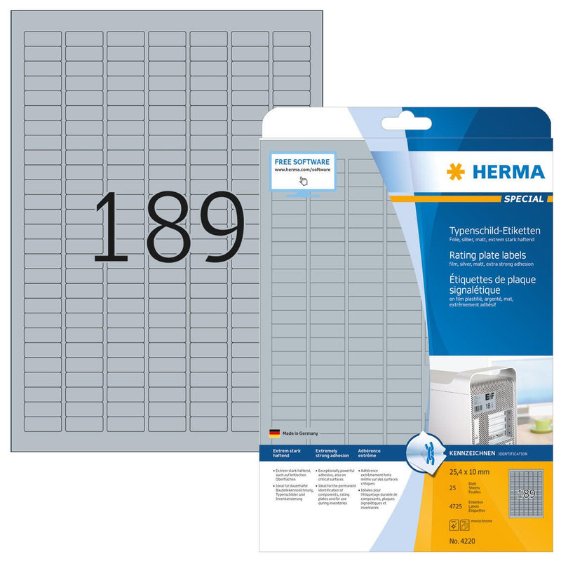 HERMA Typenschildetiketten 25,0 x 10,0 mm