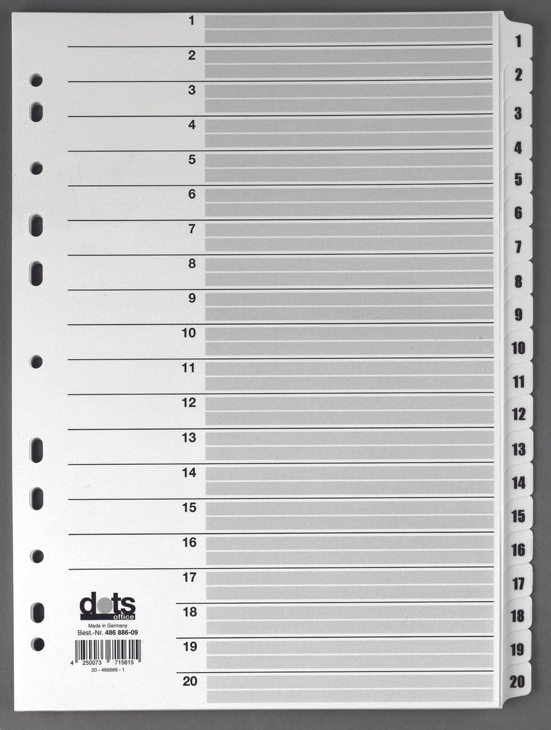 dots Ordnerregister Vollformat 1-20 DIN A4