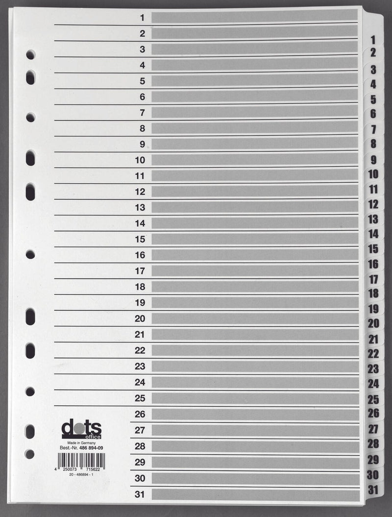 dots Ordnerregister Vollformat 1-31 DIN A4