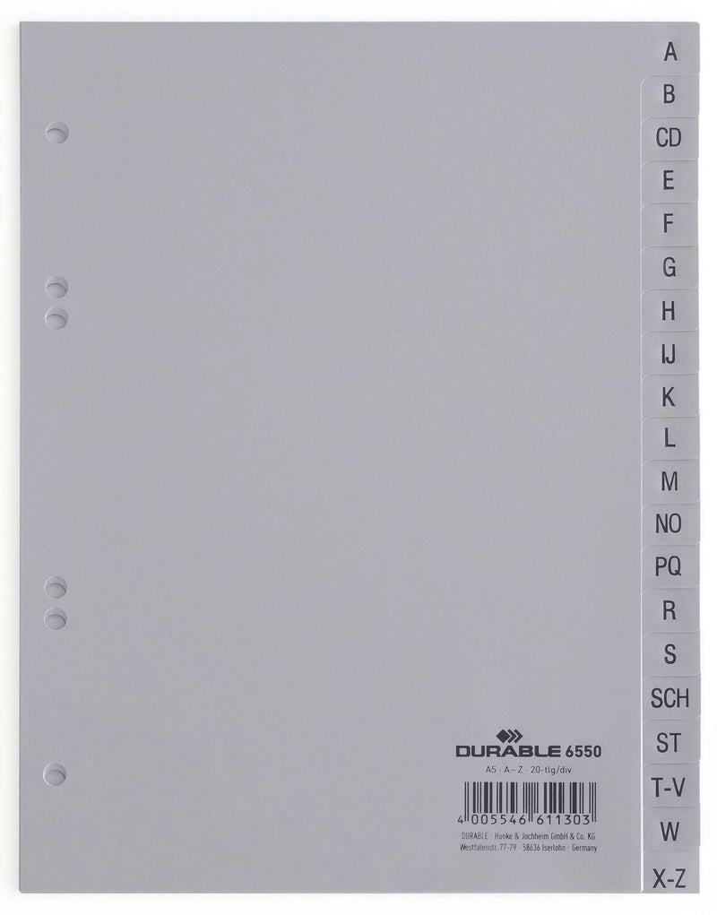 DURABLE Ordnerregister Halbformat A-Z DIN A5 hoch