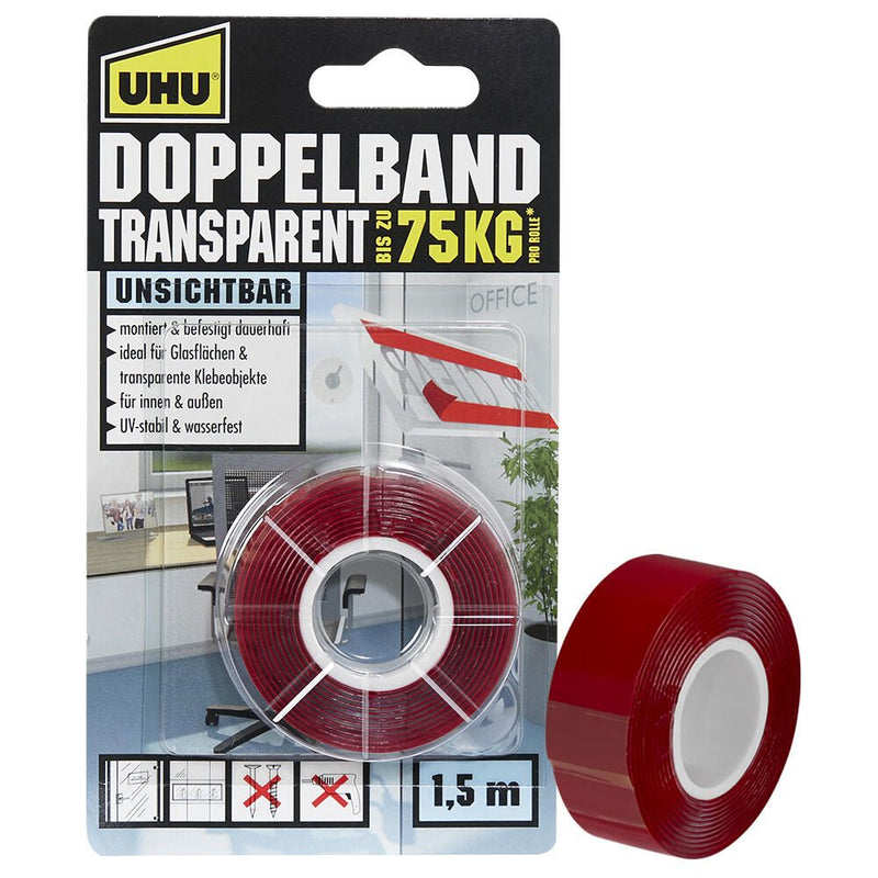 UHU doppelseitiges Klebeband 19 mm x 1.5 m transparent