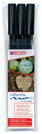 edding Filzstifte Schwarz 2.0 + 3.5 + 5.0 mm