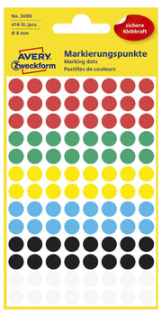 AVERY Zweckform Klebepunkte Ø 8,0 mm rot, weiß, grün, blau, gelb, schwarz
