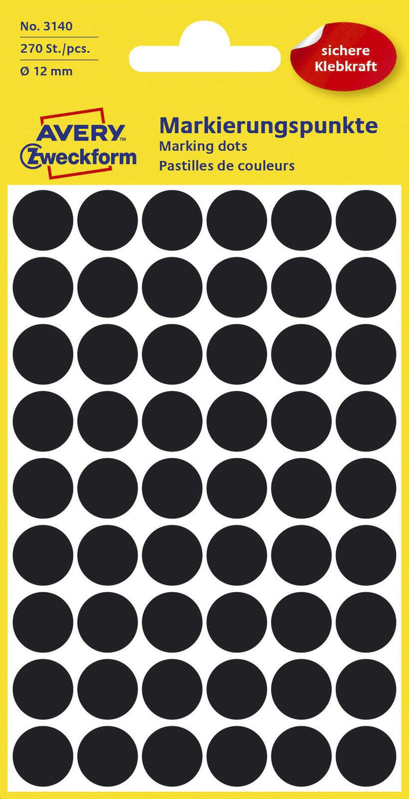 AVERY Zweckform Klebepunkte Ø 12,0 mm schwarz
