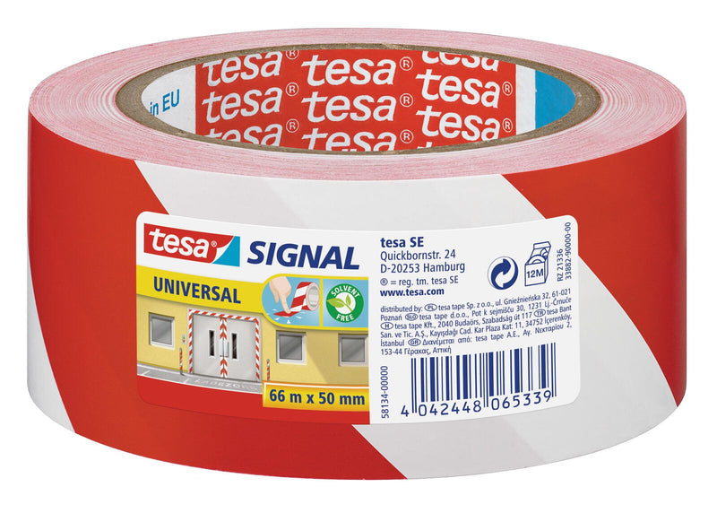 tesa Warnklebeband 50 mm x 66 m rot/weiß
