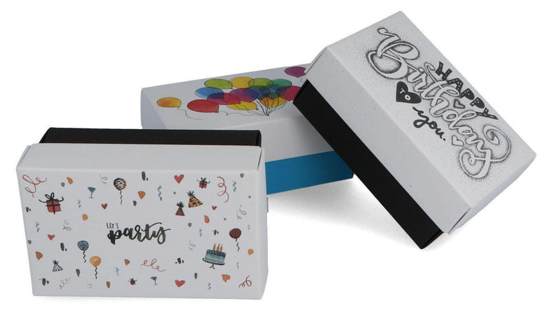 BUNTBOX Geschenkboxen-Set Geburtstag M 1,1 l - 17,0 x 11,0 x 6,0 cm weiß, blau, schwarz