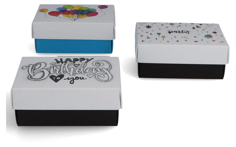 BUNTBOX Geschenkboxen-Set Geburtstag M 1,1 l - 17,0 x 11,0 x 6,0 cm weiß, blau, schwarz