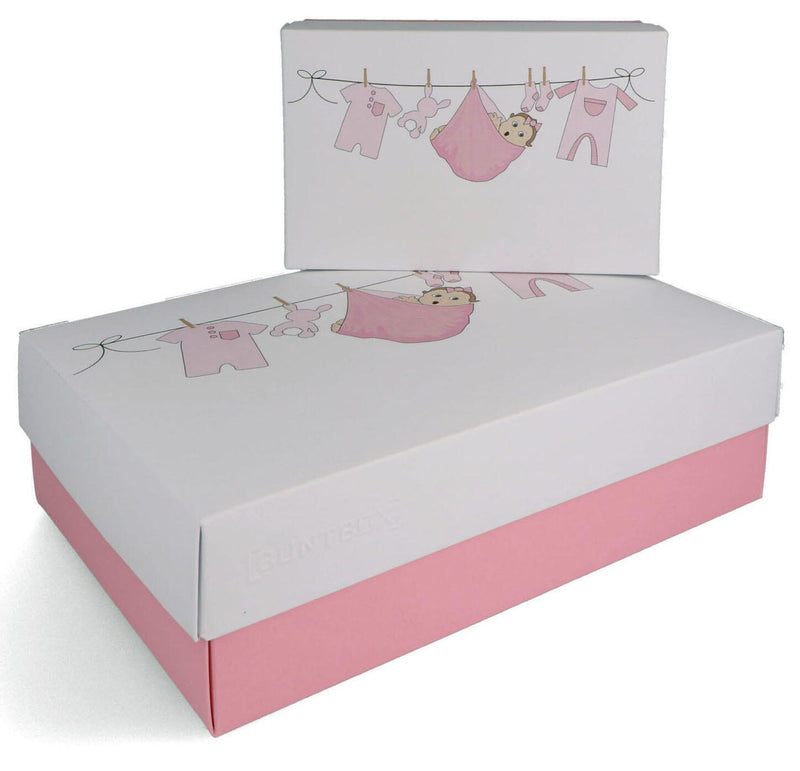 BUNTBOX Geschenkboxen-Set Geburt Mädchen Set M&L 1,1/3,6 l - 17,0/26,6 x 11,0/17,2 x 6,0/7,8 cm weiß/rosa